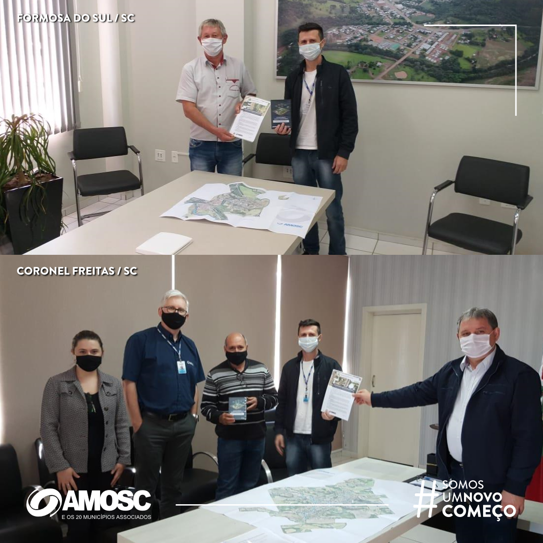 Leia mais sobre o artigo AMOSC entrega aos municípios de Coronel Freitas e  Formosa do Sul os resultados do  Programa de Levantamento Aerofotogramétrico