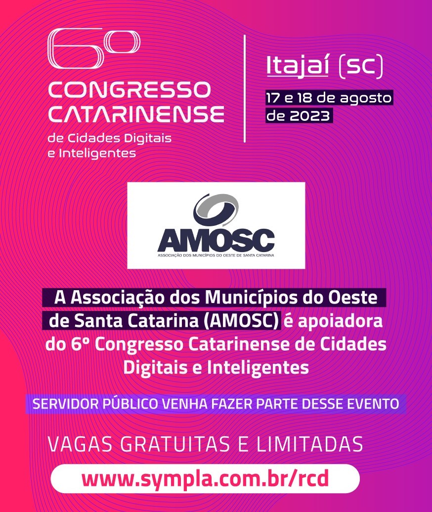 Leia mais sobre o artigo AMOSC divulga 6° Congresso Catarinense de Cidades Digitais e Inteligentes