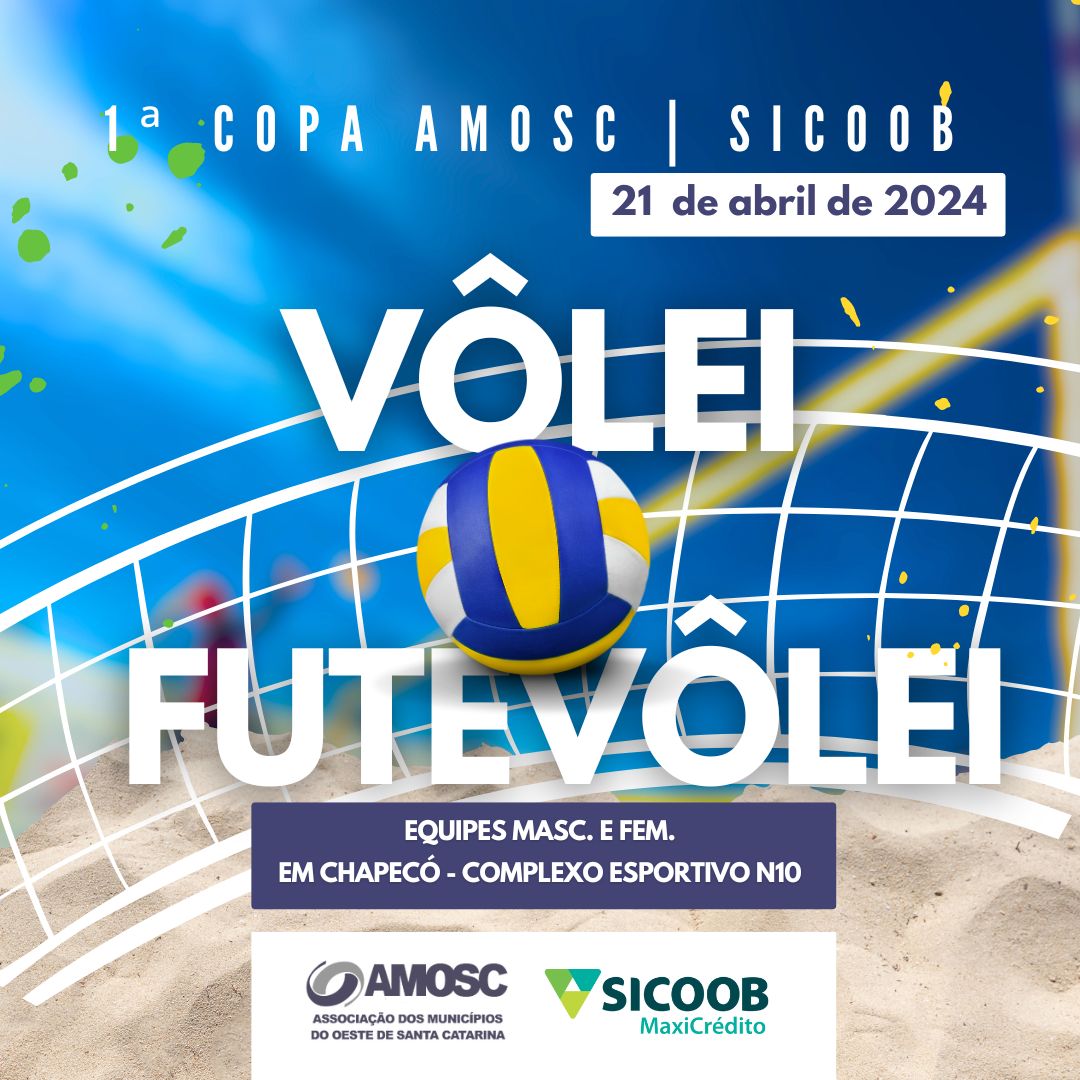 Você está visualizando atualmente 1ª Copa Amosc/Sicoob de Vôlei e Futevôlei de areia será uma competição para promover saúde e integração entre municípios do oeste catarinense